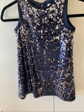 H&M Navy and Silver Sequin Girls' Sleeveless Dress